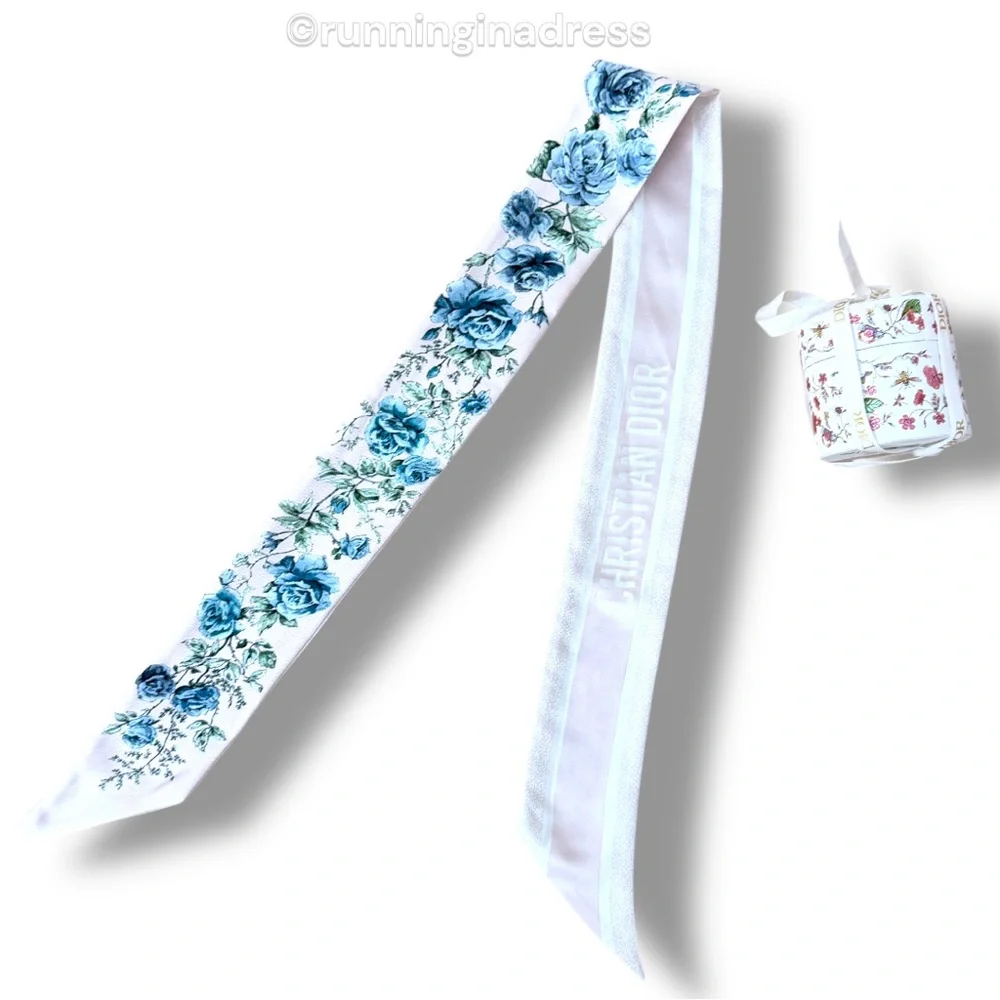 Dior Granville Mitzah Scarf Pink & Blue Floral Silk Twill Pietro Ruffo Design